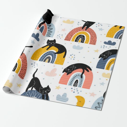 Papier Cadeau Motif de chat (Déroulé)