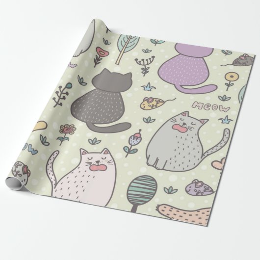 Papier Cadeau Motif de chat (Déroulé)