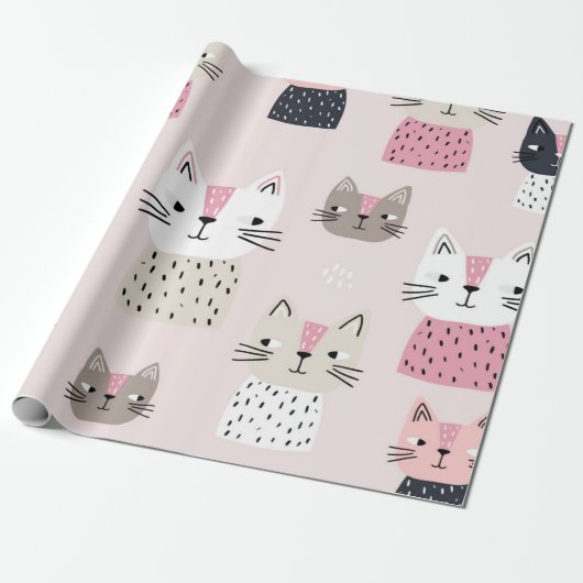 Papier Cadeau Motif de chat (Déroulé)