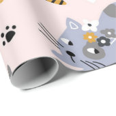 Papier Cadeau Motif de chat (Coin rond)