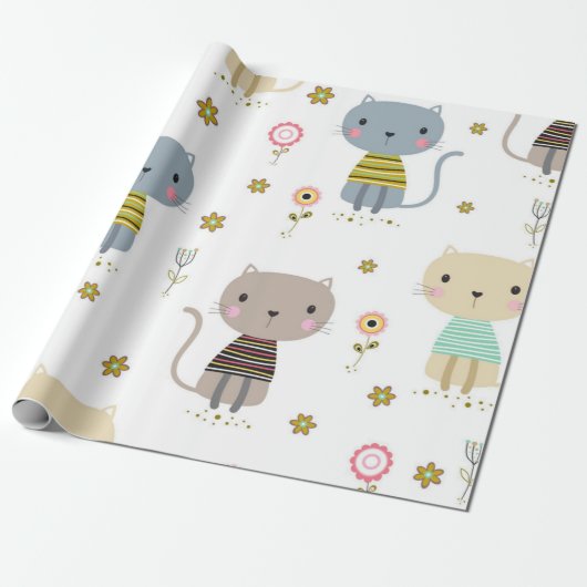 Papier Cadeau Motif de chat (Déroulé)
