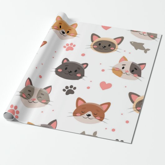 Papier Cadeau Motif de chat (Déroulé)