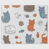 Papier Cadeau Motif de chat (Plat)