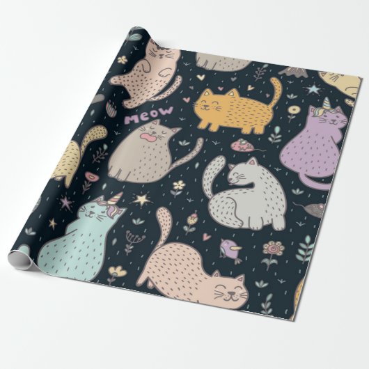 Papier Cadeau Motif de chat (Déroulé)