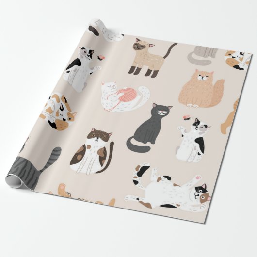 Papier Cadeau Motif de chat (Déroulé)