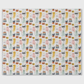 Papier Cadeau Motif de chat à main mignon Doodle (Plat)
