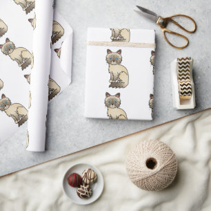Papier Cadeau Motif de chat Birman / Ragdoll au tabby point choc