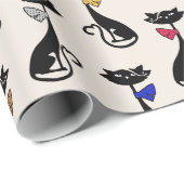 Papier Cadeau Motif de chat de dessin animé (Coin rond)