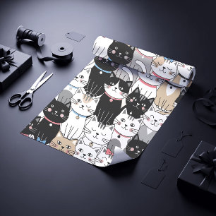 Papier Cadeau Motif de chat fantaisiste mignon