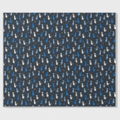 Papier Cadeau motif de chat mignon bleu (Plat)