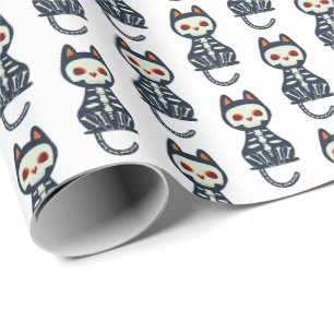 Papier Cadeau Motif de chat mignon d'Halloween