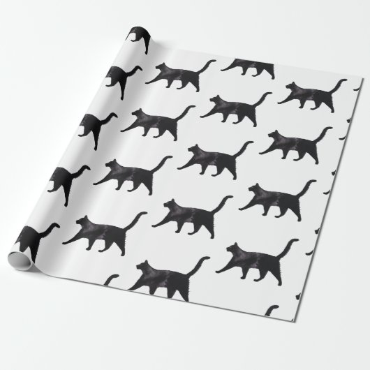 Papier Cadeau Motif de chat noir (Déroulé)