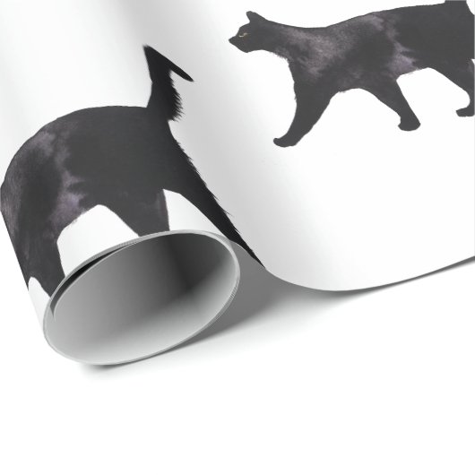 Papier Cadeau Motif de chat noir (Coin rond)