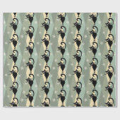 Papier Cadeau Motif de chat noir du milieu du siècle (Plat)