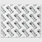 Papier Cadeau Motif de chat noir Meowy Noël (Plat)