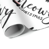 Papier Cadeau Motif de chat noir Meowy Noël (Coin rond)