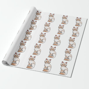 Papier Cadeau Motif de chat roux tabby Birman / Ragdoll mignon