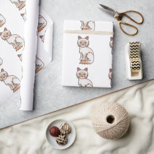 Papier Cadeau Motif de chat roux tabby Birman / Ragdoll mignon