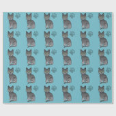Papier Cadeau Motif de chat russe bleu mignon (Plat)