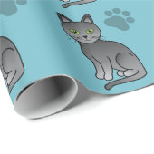 Papier Cadeau Motif de chat russe bleu mignon (Coin rond)