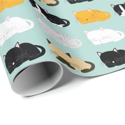 Papier Cadeau Motif de chats (Coin rond)
