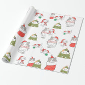 Papier Cadeau Motif de chats de Noël mignons (Déroulé)