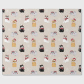 Papier Cadeau Motif de chats de Noël mignons (Plat)