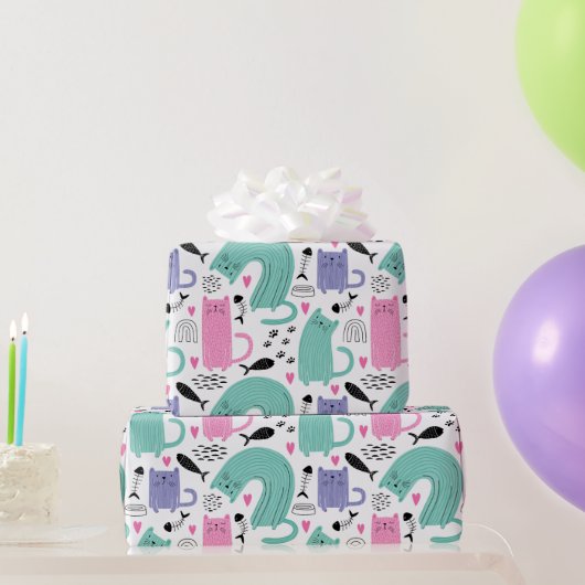 Papier Cadeau Motif de chats mignons (Cadeaux de fête)