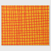 Papier Cadeau Motif de chèque rouge orange gras et dynamique (Plat)