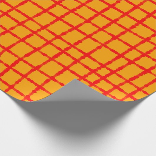 Papier Cadeau Motif de chèque rouge orange gras et dynamique (Coin)