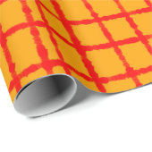 Papier Cadeau Motif de chèque rouge orange gras et dynamique (Coin rond)