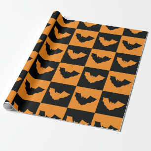Papier Cadeau Motif de chèques d'Halloween avec chauves-souris