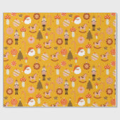 Papier Cadeau Motif de cheval à cheval rétro Noël Père Noël (Plat)