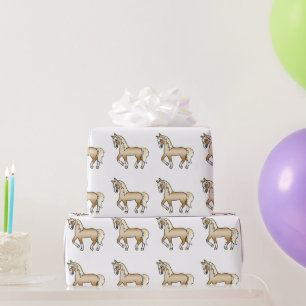 Papier Cadeau Motif de cheval trottant de dessin animé mignon Pa