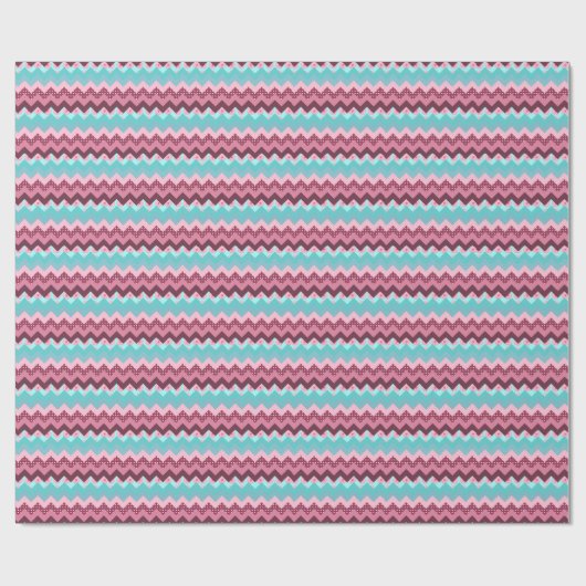 Papier Cadeau Motif de Chevrons d'impression mixte rose et bleu (Plat)