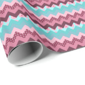 Papier Cadeau Motif de Chevrons d'impression mixte rose et bleu (Coin rond)
