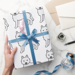 Papier Cadeau Motif de chien blanc Husky de Sibérie