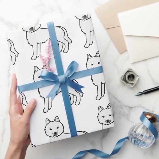 Papier Cadeau Motif de chien blanc Husky de Sibérie (Cadeaux)