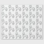 Papier Cadeau Motif de chien blanc Husky de Sibérie (Plat)