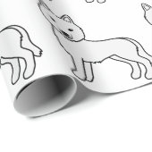 Papier Cadeau Motif de chien blanc Husky de Sibérie (Coin rond)