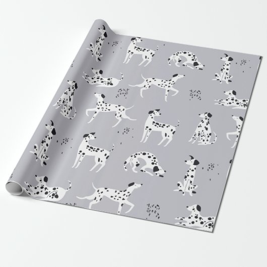 Papier Cadeau Motif de chien dalmate mignon (Déroulé)
