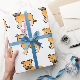 Papier Cadeau Motif de chien de dessin animé mignon Staffie angl