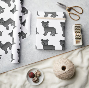 Papier Cadeau Motif de chien de dessin animé mignon Staffie angl