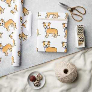 Papier Cadeau Motif de chien de dessin animé mignon Staffie Fauv
