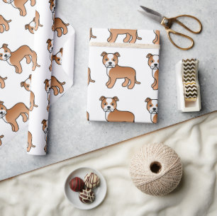 Papier Cadeau Motif de chien de dessin animé mignon Staffie roug
