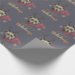 Papier Cadeau Motif de chien de renne de Noël bonnes fêtes