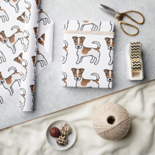 Papier Cadeau Motif de chien Terrier Jack Russell à poil dur mar