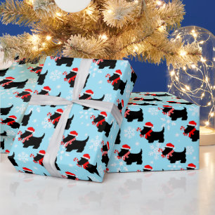 Papier Cadeau Motif de chiens Scottie de Noël