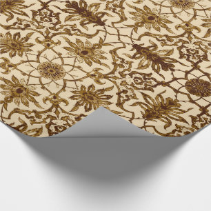 Papier Cadeau Motif de Chinois de Nouveau d'art - brun et beige