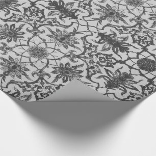 Papier Cadeau Motif de Chinois de Nouveau d'art - gris argenté